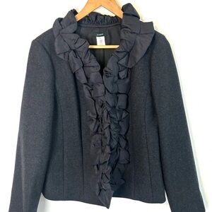 J. Crew Women's Dark Gray Blazer with Ruffle Detail